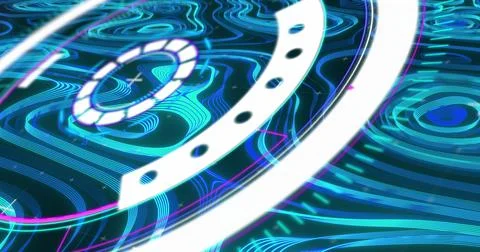 Image of scope scanning and data processing over green map lines Foto stock