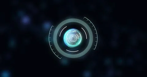 Image of scope scanning and data processing over globe 写真素材