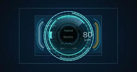 Image of scope scanning and data processing on black background Stock Photos