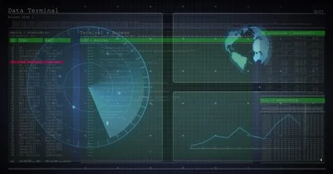 Image of scope scanning and data processing over digital interface Stock Photos