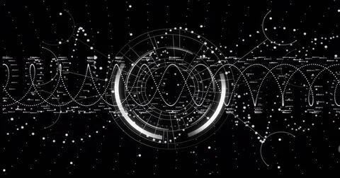Image of scope scanning and data processing over black background 스톡 사진