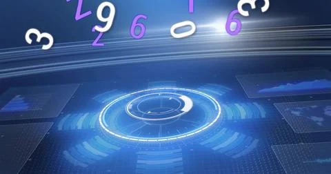 Image of scope scanning and data processing over screens Foto stock