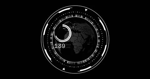 Image of scope scanning and data processing over black background Foto stock