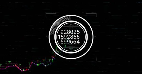 Image of scope scanning and data processing over black background 스톡 사진