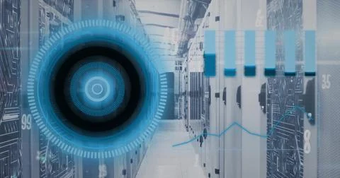 Image of scope scanning and data processing over computer servers 스톡 사진
