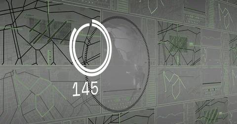 Image of scope scanning and data processing over grey background Stockfoto's
