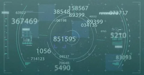 Image of scope scanning and data processing over dark background 스톡 사진