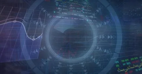 Image of scope scanning and data processing over dark background 스톡 사진