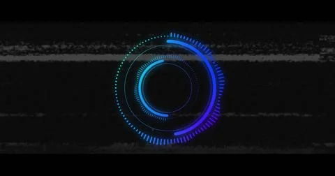 Image of scope scanning and data processing over dark background Stock Photos