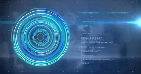 Image of scope scanning and data processing over digital screen Stock Photos