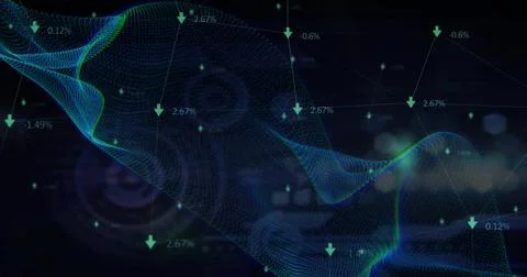 Image of scope scanning and digital data processing over black background 스톡 일러스트