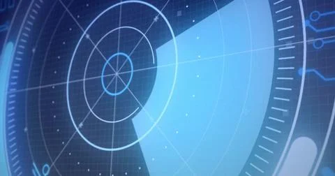 Image of scope scanning and digital data processing over black background Stockillustratie