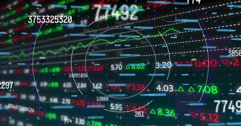 Image of scope scanning and digital data processing over black background イラスト素材