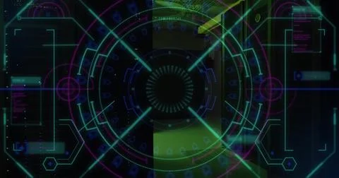 Image of scope scanning and digital data processing over computer servers 写真素材