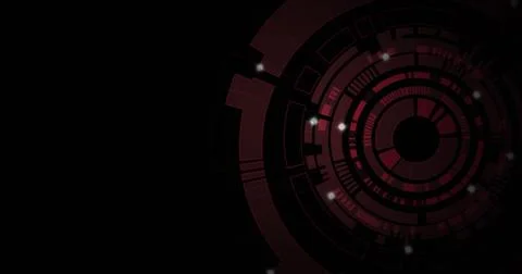 Image of scope scanning and digital data processing over black background 写真素材