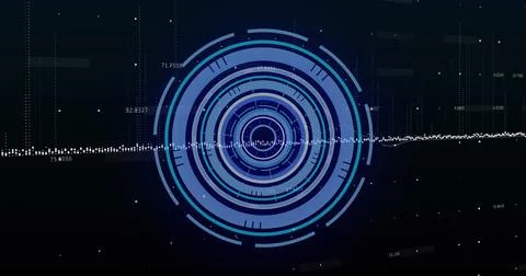 Image of scope scanning and financial data processing Foto stock