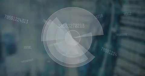 Image of scope scanning and numbers changing over computer server Stock Illustration