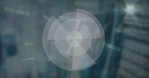 Image of scope scanning and numbers changing over computer server Stock Illustration