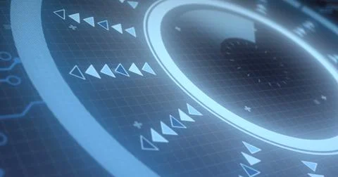 Image of scope scanning and processor elements over grid Illustrazione stock