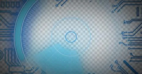 Image of scope scanning with blue computer circuit board elements イラスト素材