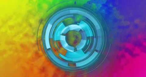 Image of scope scanning on colourful background Stockillustratie