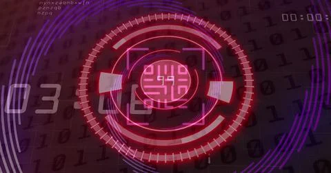 Image of scope scanning with data processing and qr code Stock Illustration