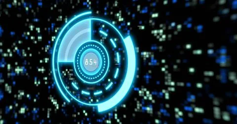 Image of scope scanning with data processing over padlock icon and moving Stock Illustration