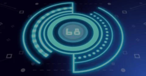 Image of scope scanning with data processing over cloud icons and shapes Stock Illustration