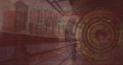 Image of scope scanning with data processing and network of connections over 스톡 일러스트
