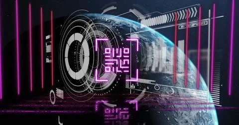 Image of scope scanning data processing over networks of connections 스톡 일러스트