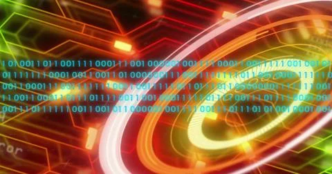 Image of scope scanning with data processing over computer circuit board on Stock Illustration