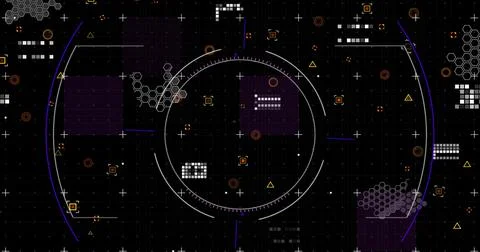 Image of scope scanning, data processing and markers over world map 스톡 일러스트