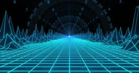 Image of scope scanning with digital data processing over metaverse Illustrazione stock