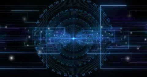 Image of scope scanning with digital data processing Illustrazione stock