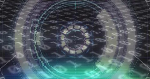 Image of scope scanning with glitch and binary coding Stock Photos