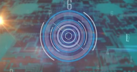 Image of scope scanning with letters and numbers changing Stock Illustration