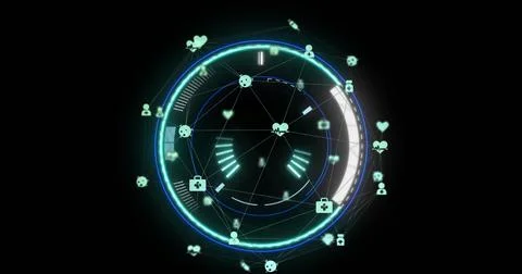 Image of scope scanning, networks and data processing over globe Stock Photos