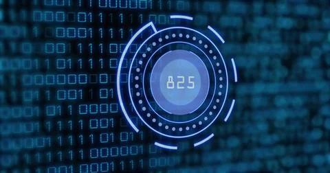 Image of scope scanning with numbers and binary coding processing Stock Photos