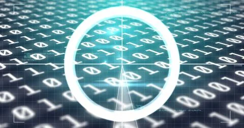 Image of scope scanning over binary coding data processing Illustrazione stock