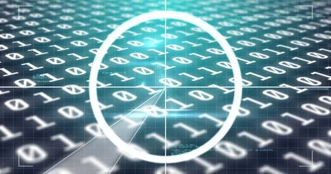 Image of scope scanning over binary coding data processing イラスト素材