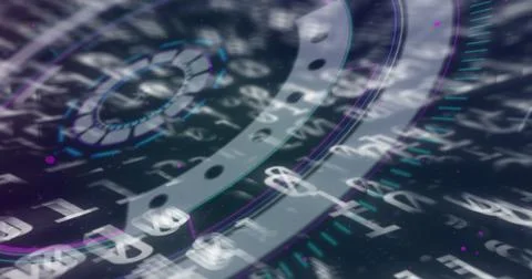 Image of scope scanning over binary coding in background Illustrazione stock