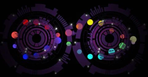 Image of scope scanning over colourful dna strand Stock Illustration