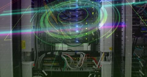 Image of scope scanning over computer server Stock-Illustration