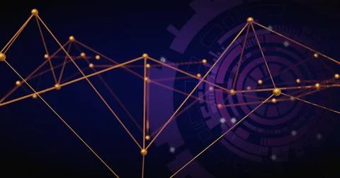 Image of scope scanning over connections on black background Stock Illustration