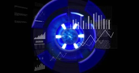 Image of scope scanning over data processing イラスト素材