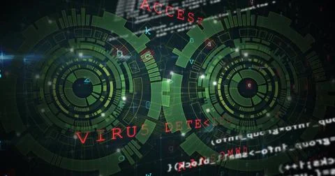 Image of scope scanning over data processing on blue background 스톡 일러스트