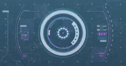 Image of scope scanning over data processing Illustrazione stock