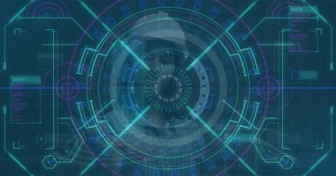 Image of scope scanning over data processing 스톡 일러스트