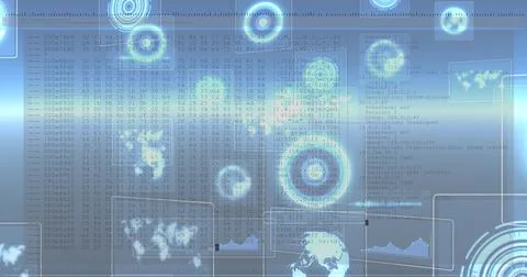 Image of scope scanning over data processing Illustrazione stock