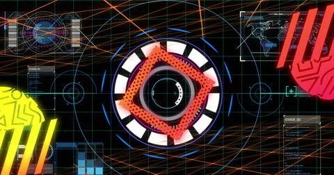 Image of scope scanning over data processing Foto stock